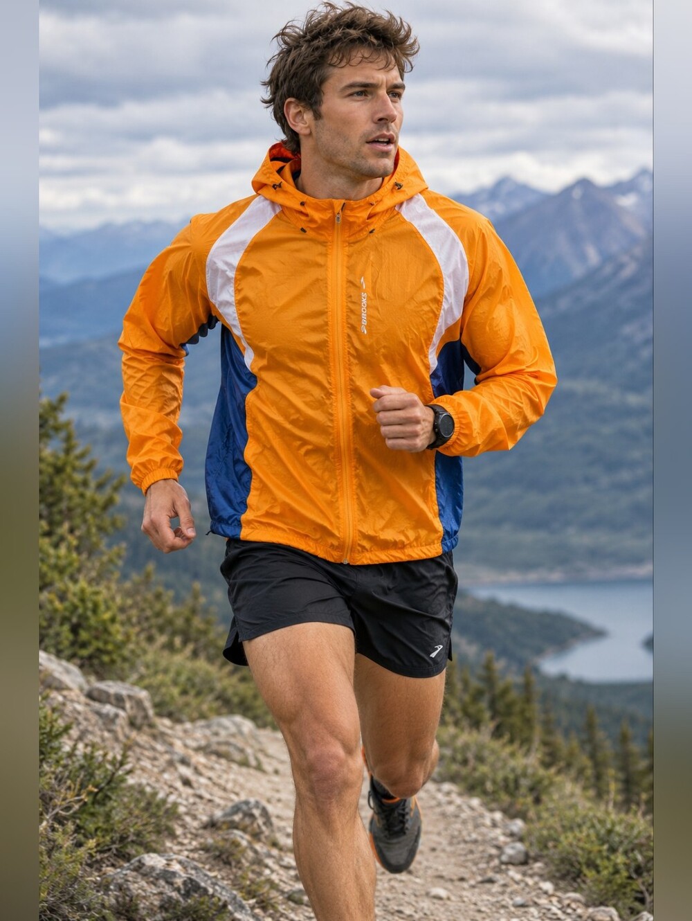 Brooks LSD Lightweight Orange and White Running Jacket